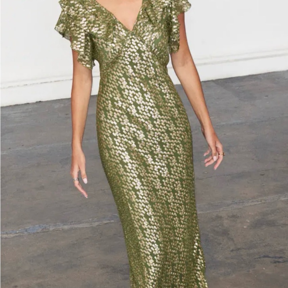Elegant Green and Gold Women's Dress